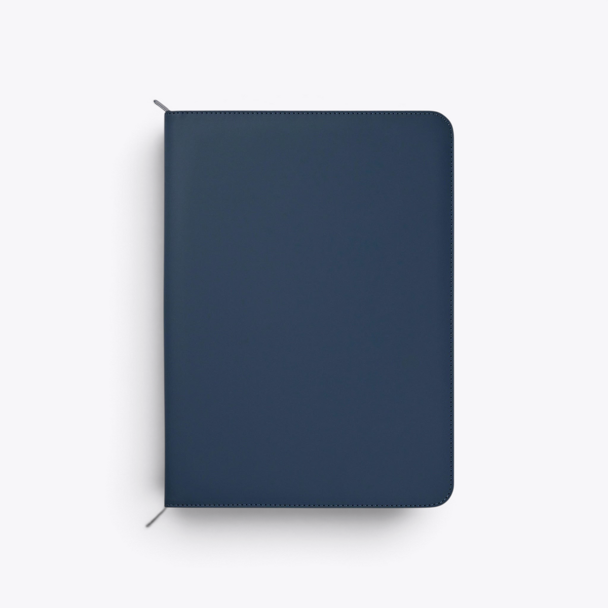 TODAY MERCH navy blue leather zip portfolio for professionals, ideal for documents and business cards.