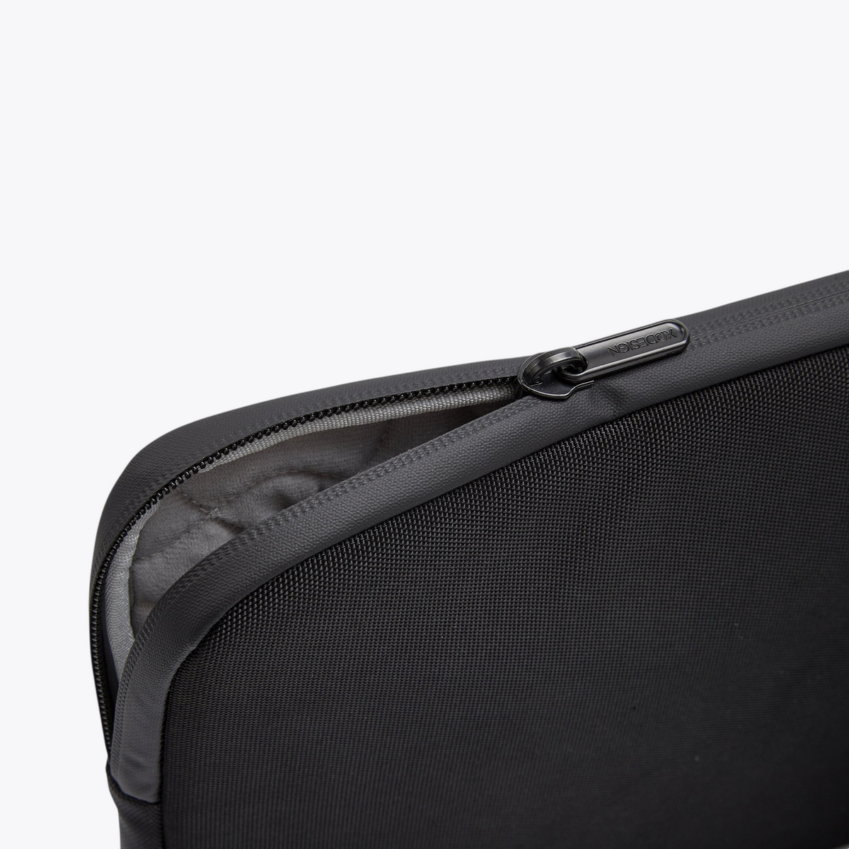 TODAY MERCH XD Design 16-inch laptop sleeve in black recycled rPET fabric with waterproof zipper and grey fleece lining