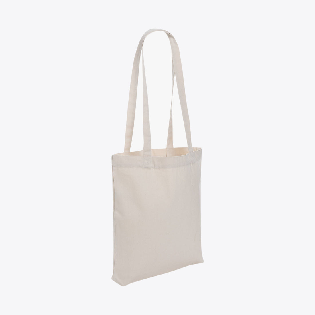 Tote bag en coton recyclé blanc cassé, vue trois quarts