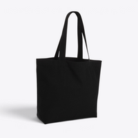 Tote bag en toile recyclée 240 g/m² noir — vue de trois quarts