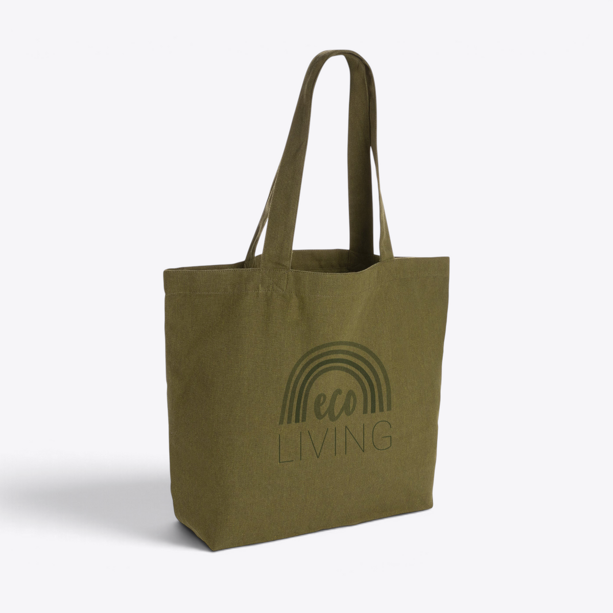 Tote bag en toile recyclée 240 g/m² vert — exemple de personnalisation