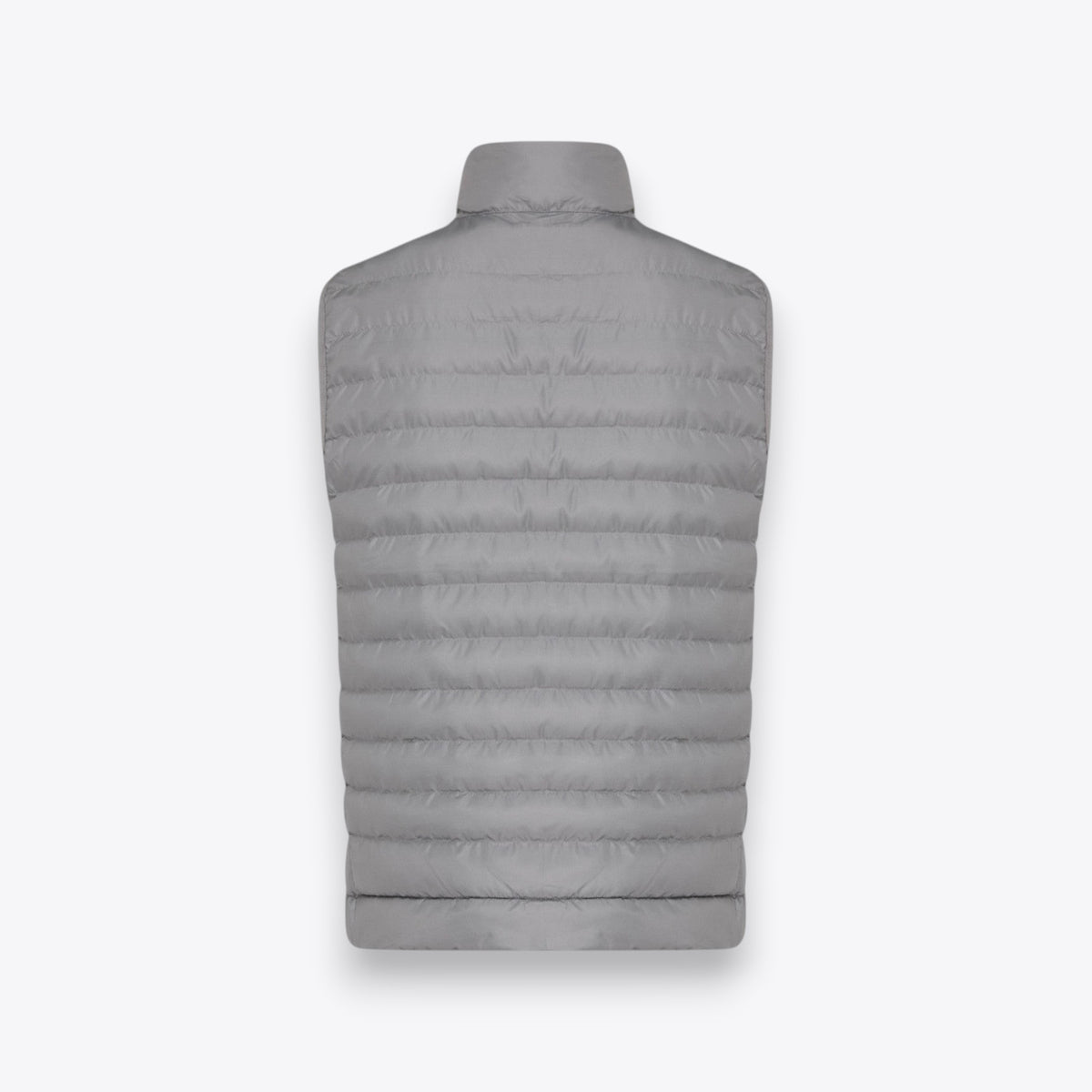 Veste matelassée grise sans manches pour homme, vue de dos