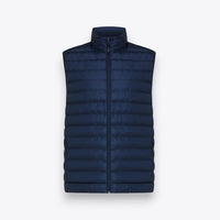 Padded jacket blue navy sleeveless for men, front view