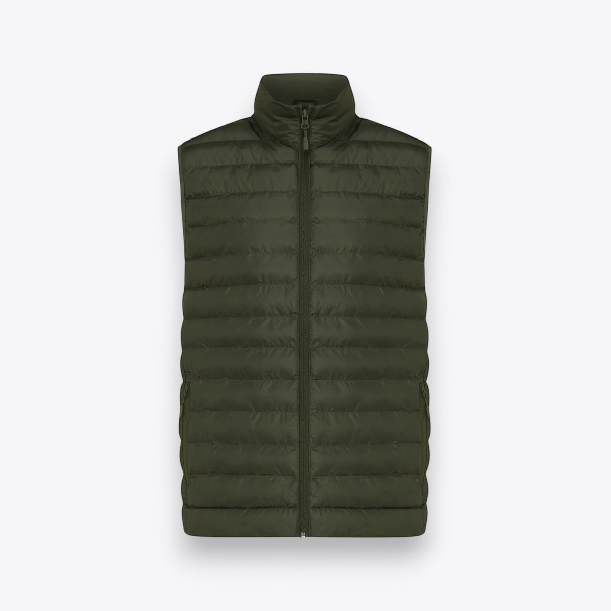 Veste matelassée kaki sans manches pour homme, vue de face