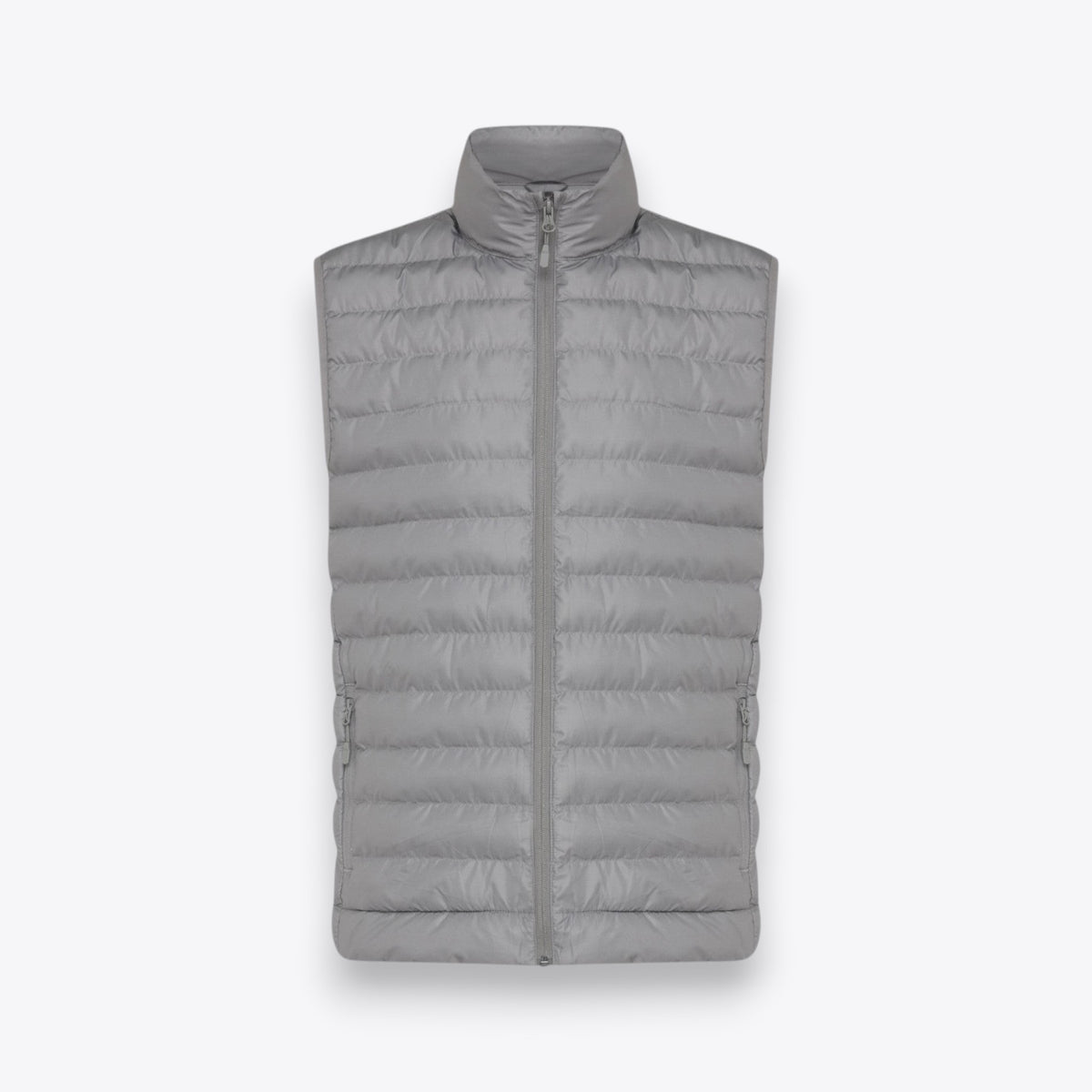 Veste matelassée grise sans manches pour homme, vue de face