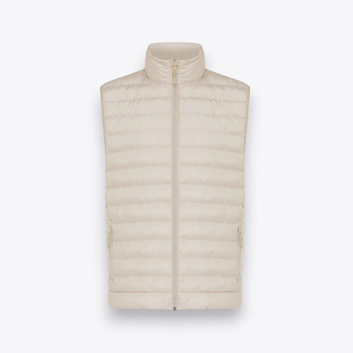 Veste matelassée beige sans manches pour homme, vue de face