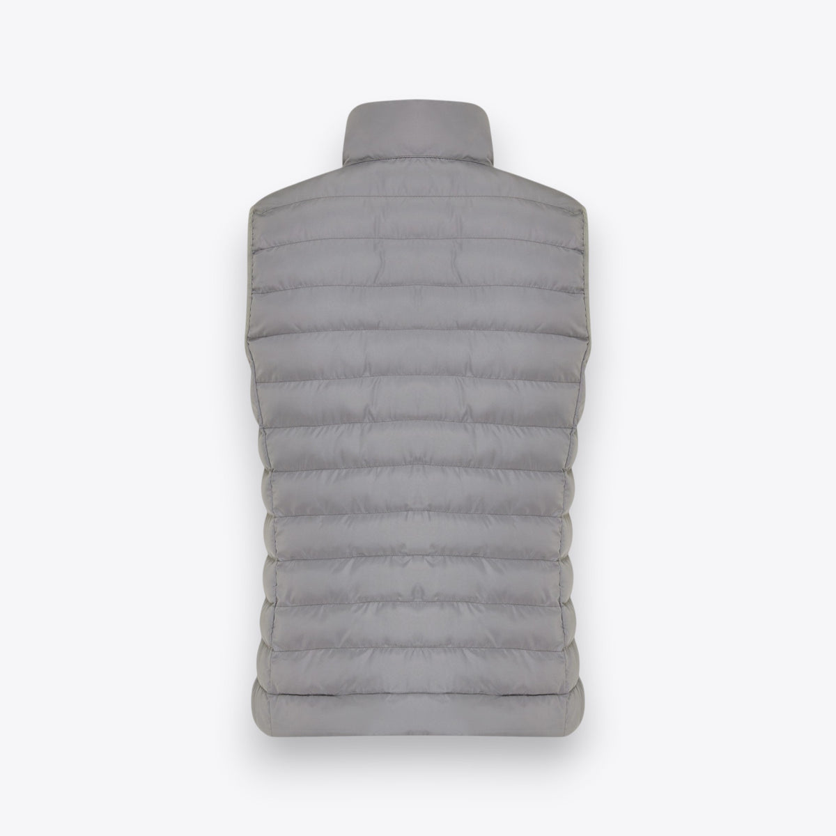 Veste matelassée grise sans manches pour femme, vue arrière