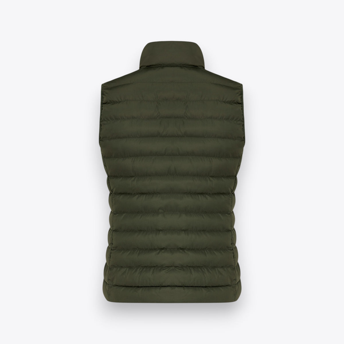 Veste matelassée kaki sans manches pour femme, vue arrière