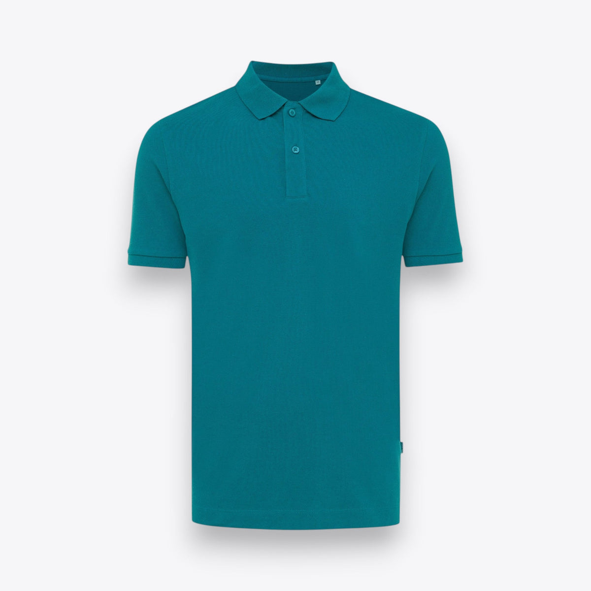 Polo unisexe à manches courtes turquoise, vue de face