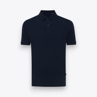 Polo unisexe à manches courtes bleu marine, vue de face
