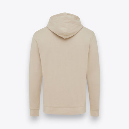 Sweat à capuche beige, vue de dos