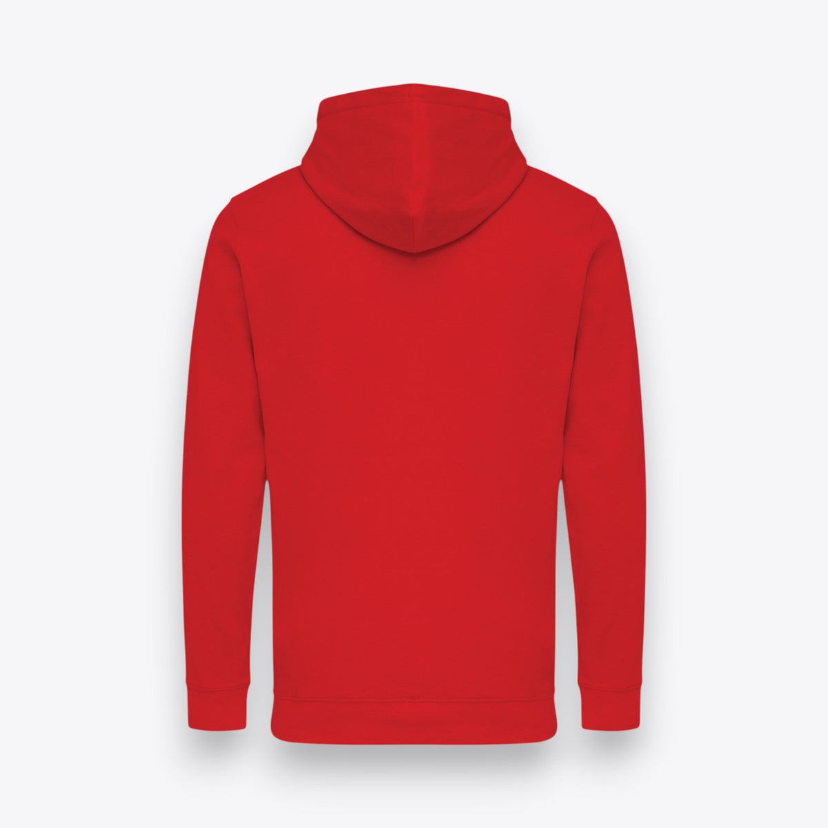 Sweat à capuche rouge, vue de dos