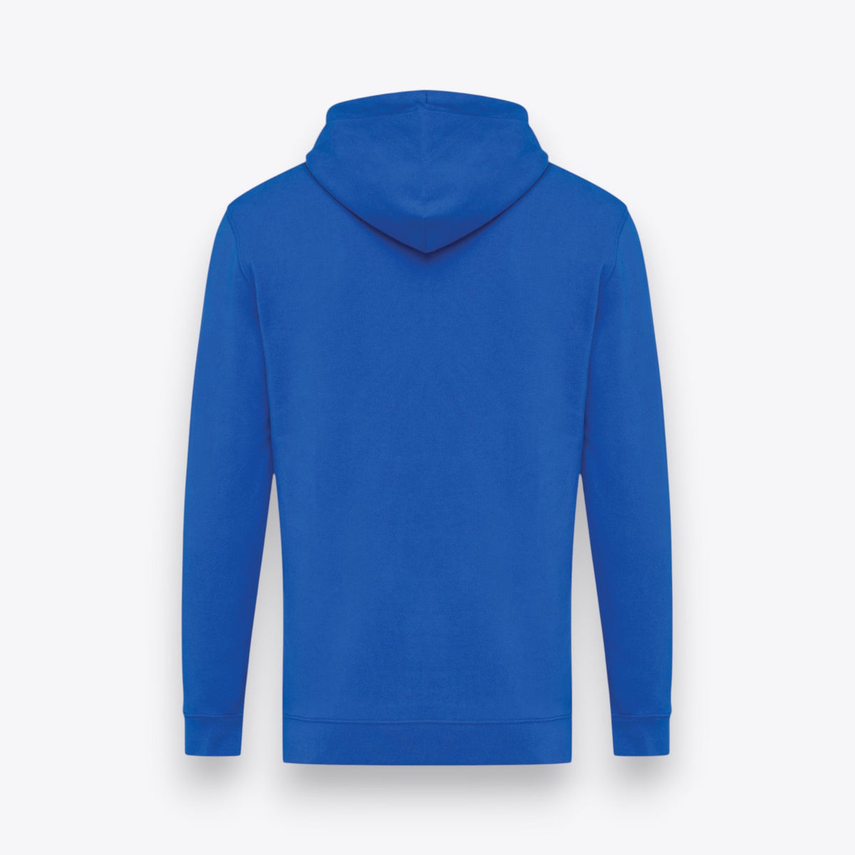Sweat à capuche bleu, vue de dos
