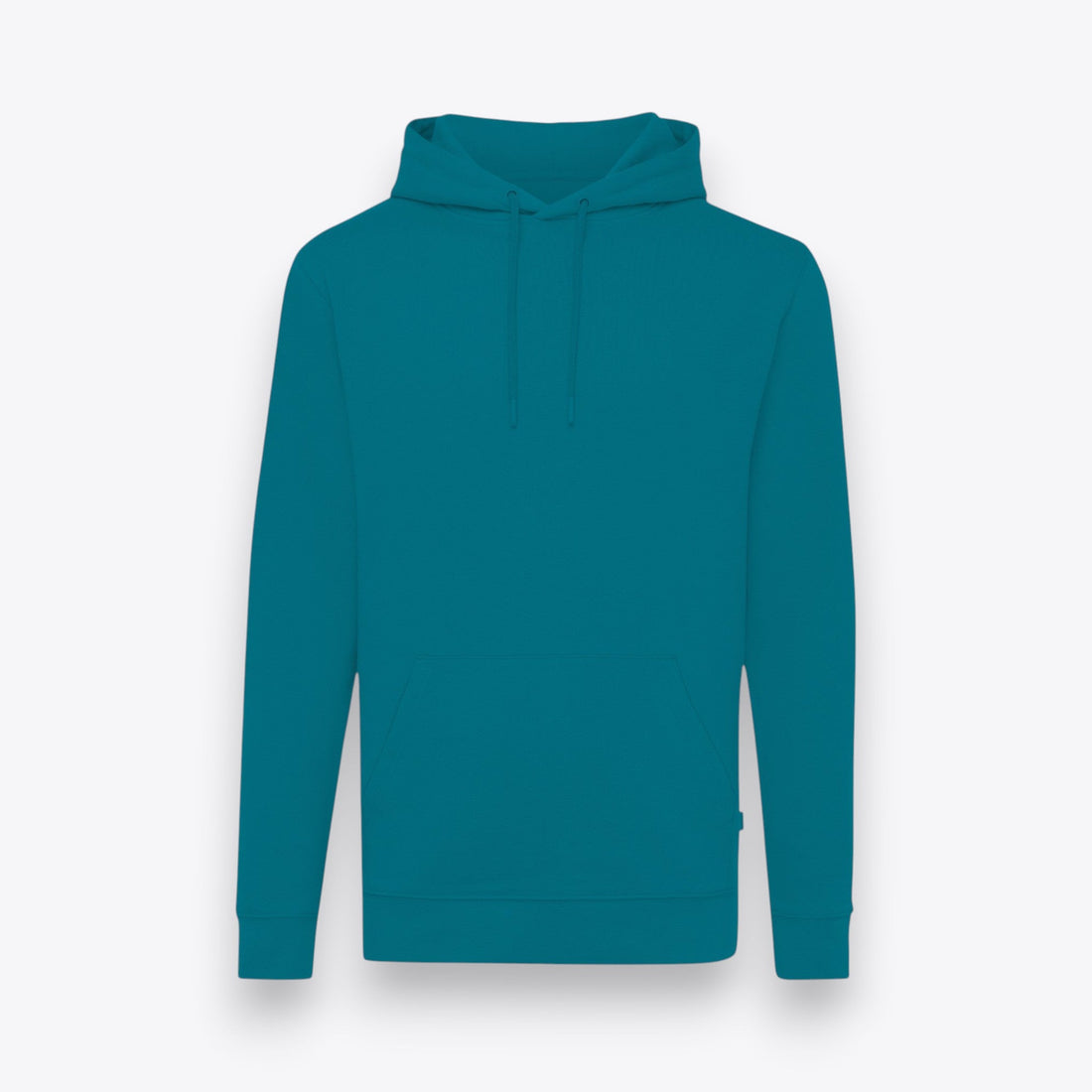Sweat à capuche turquoise, vue de face