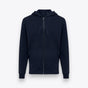 Sweat à capuche zippé bleu marine, vue de face - Navy
