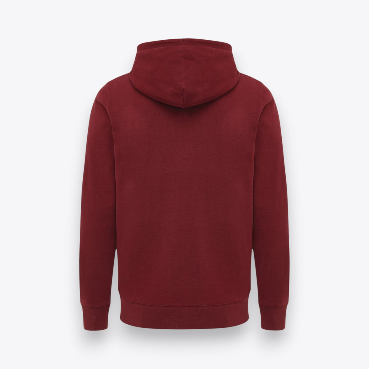 Sweat à capuche zippé bordeaux, vue de dos
