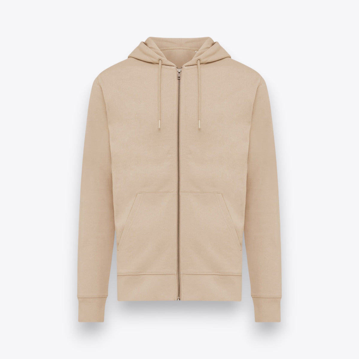 Sweat à capuche zippé beige, vue de face