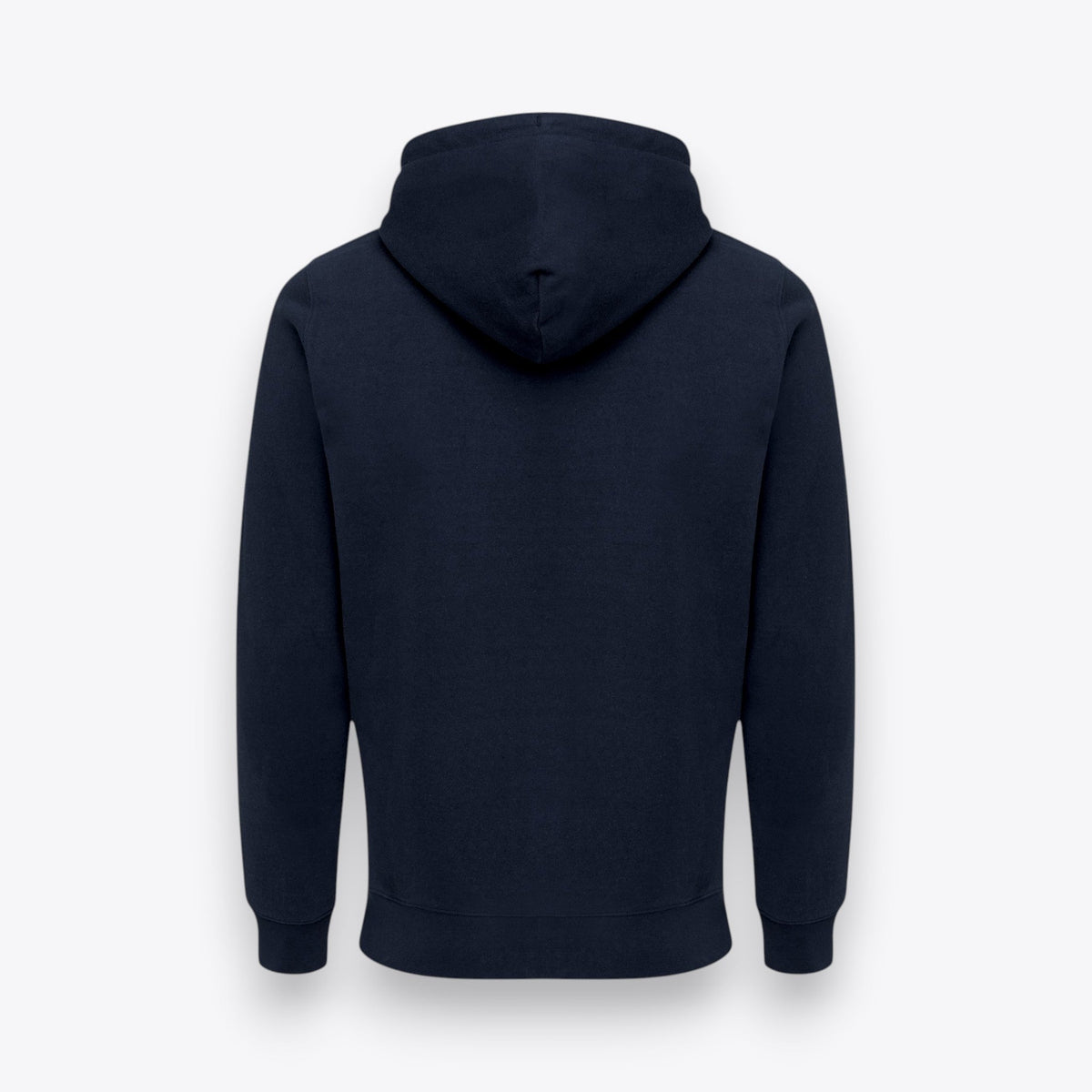 Sweat à capuche zippé bleu marine, vue de dos