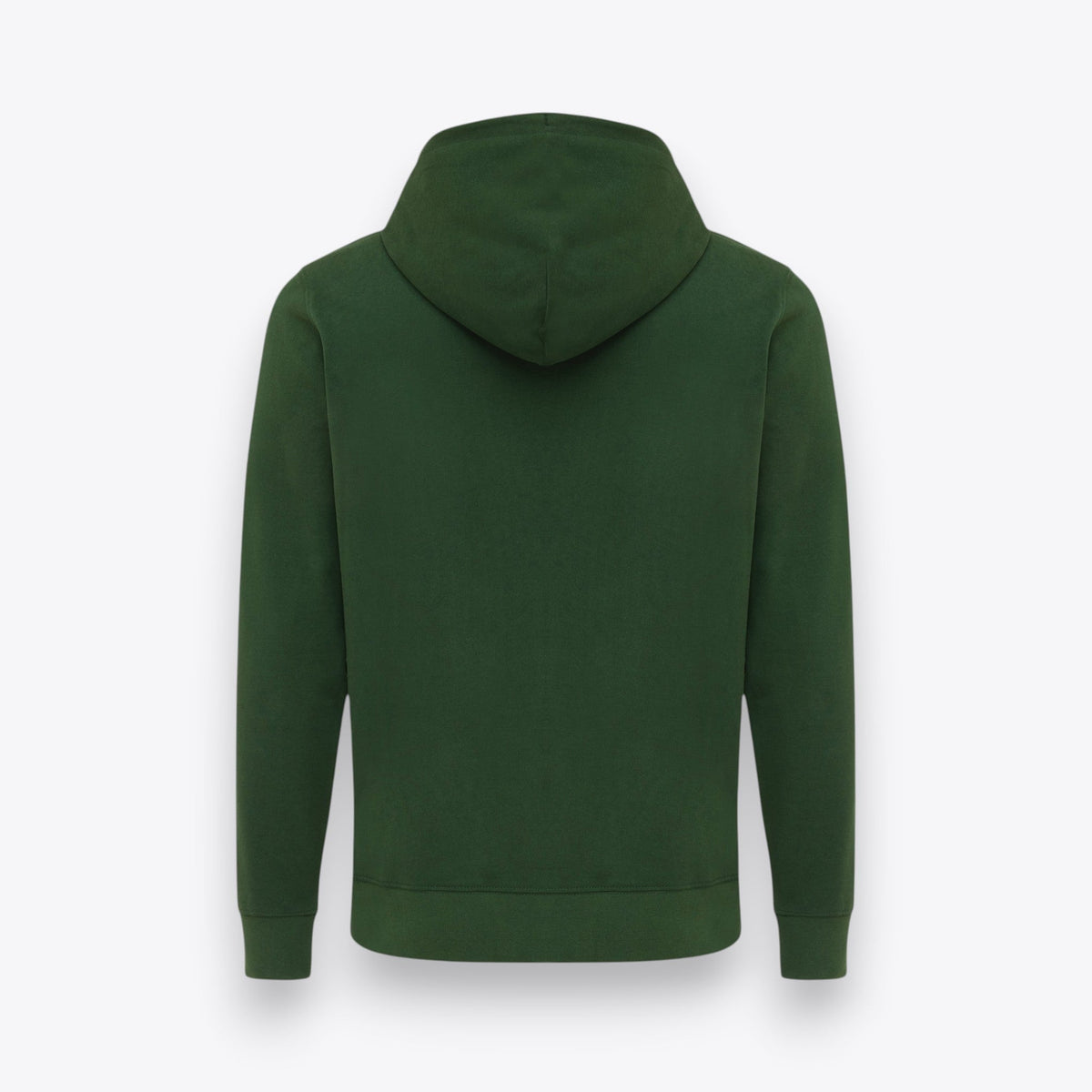 Sweat à capuche zippé vert foncé, vue de dos