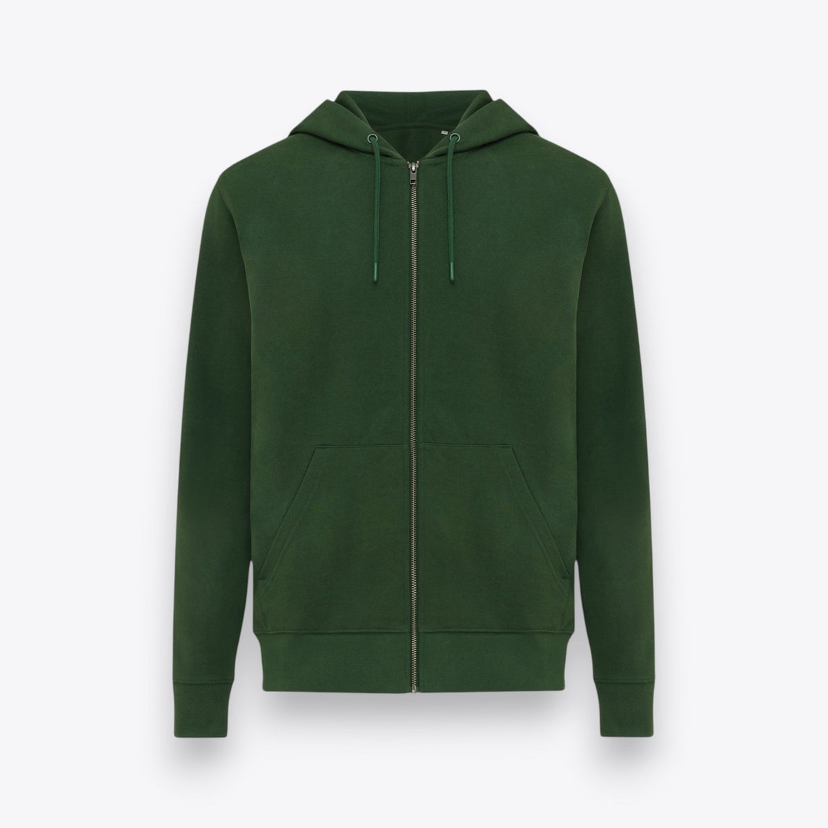 Sweat à capuche zippé vert foncé, vue de face