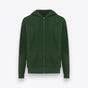 Sweat à capuche zippé vert foncé, vue de face - Vert
