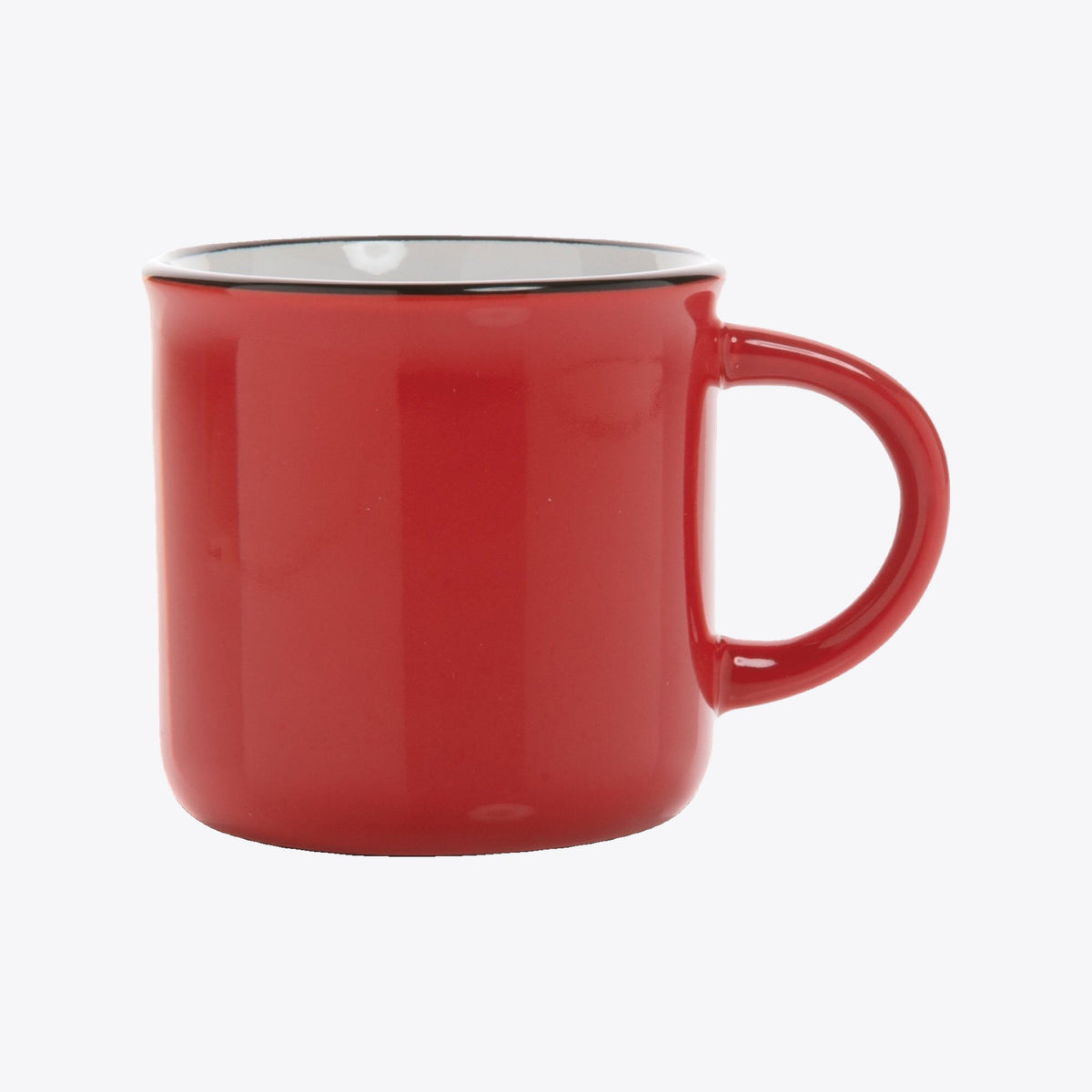 Tasse vintage en céramique rouge avec anse à droite