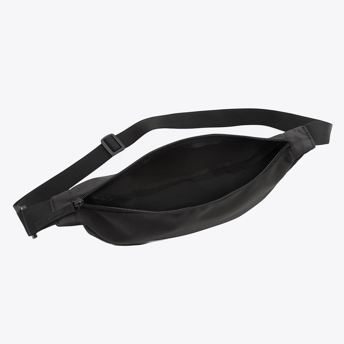 Sac banane Crescent AWARE noir ouvert, vue intérieure