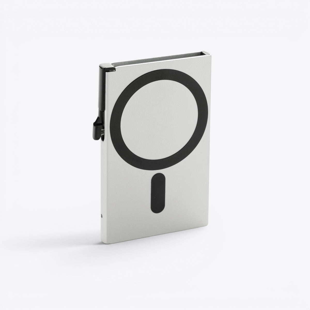 Porte-cartes argent, vue de trois quarts