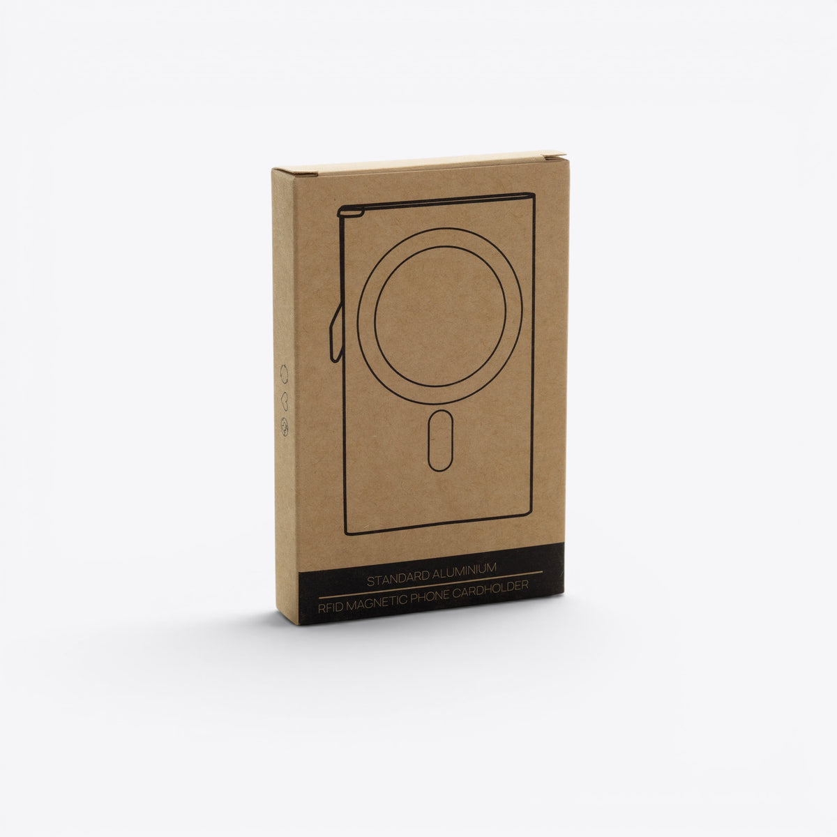 Emballage kraft du porte-cartes, vue de trois quarts