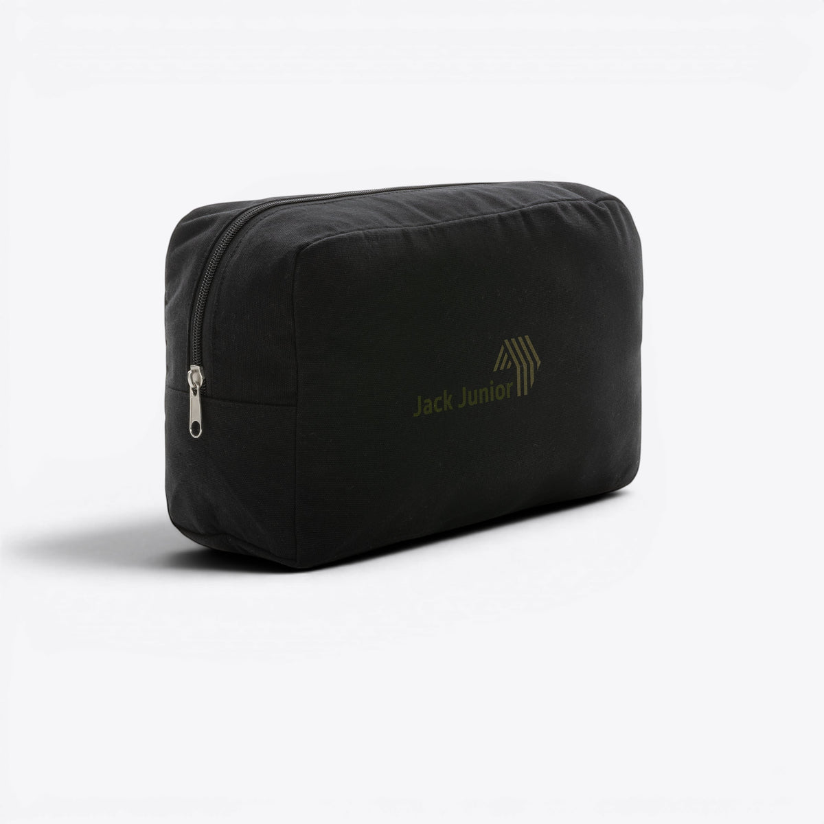 Trousse de toilette en toile recyclée non teintée Aware™ noir, exemple personnalisé