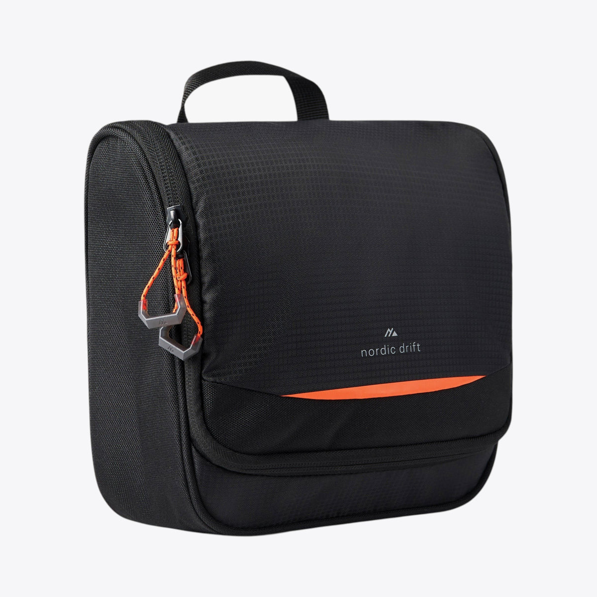 Trousse de toilette Nordic Drift Trail noire, vue de trois quarts