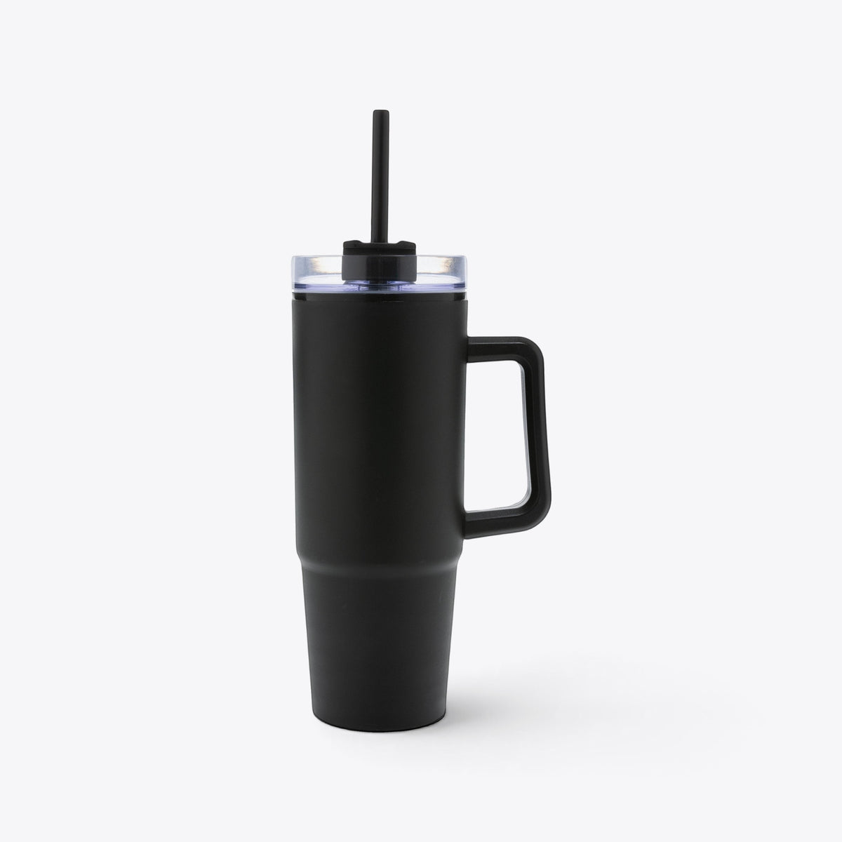 Mug 750 ml en plastique recyclé noir, profil avec poignée à droite