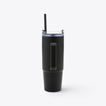Mug 750 ml en plastique recyclé noir, vue arrière