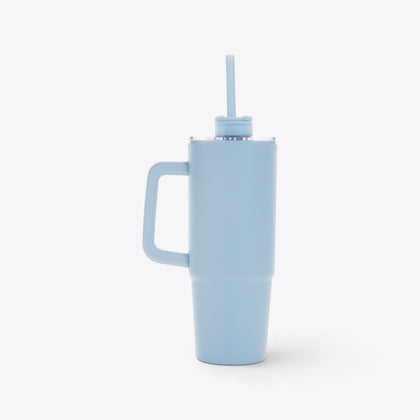750 ml recycled plastic light blue, profile with handle on the left