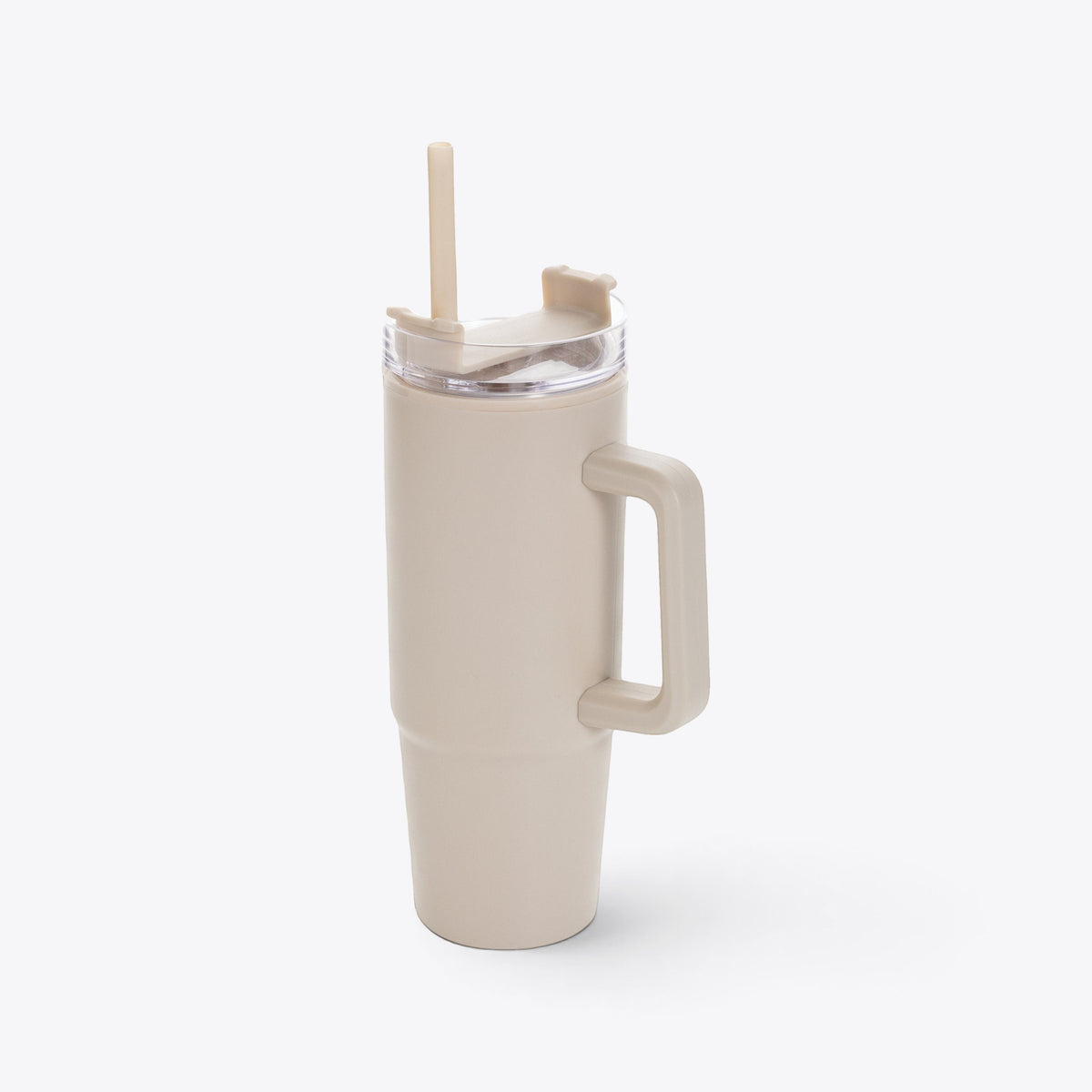 Mug 750 ml en plastique recyclé beige, vue trois quarts