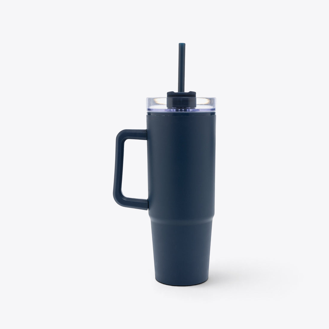 Mug 750 ml en plastique recyclé bleu marine, profil avec poignée à gauche