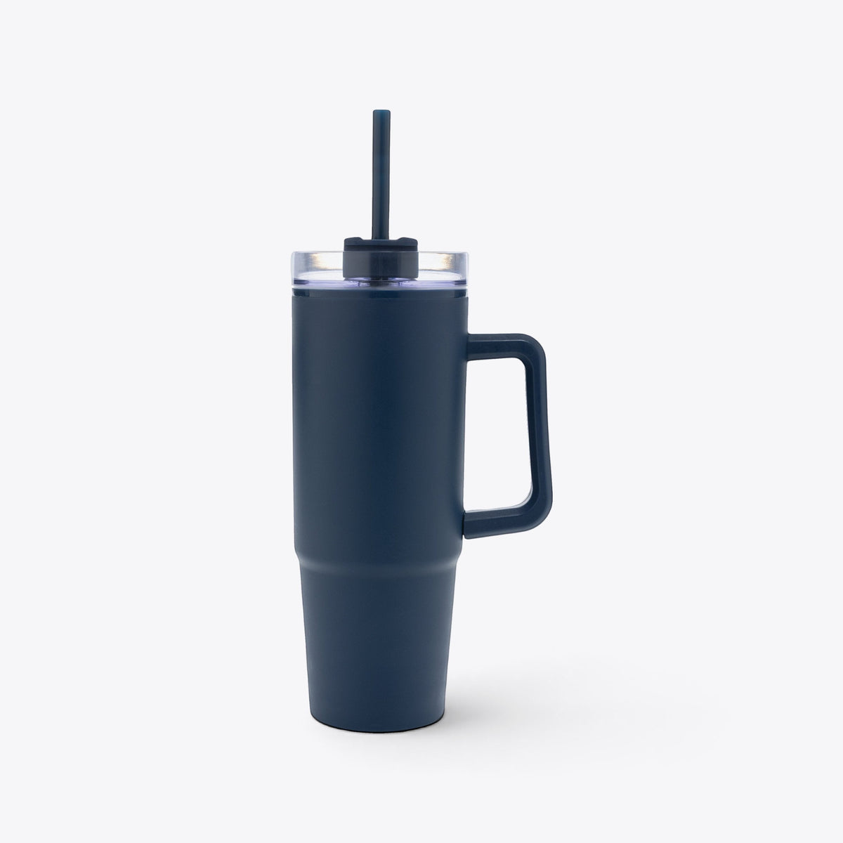 Mug 750 ml en plastique recyclé bleu marine, profil avec poignée à droite
