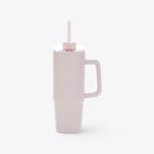 Mug 750 ml en plastique recyclé rose, profil avec poignée à droite