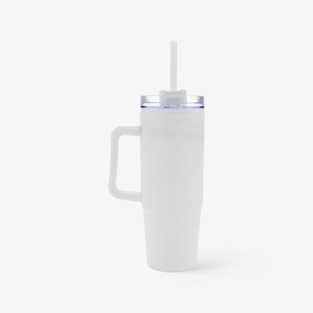 Mug 750 ml en plastique recyclé blanc, profil avec poignée à gauche