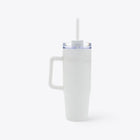 Mug 750 ml en plastique recyclé blanc, profil avec poignée à gauche