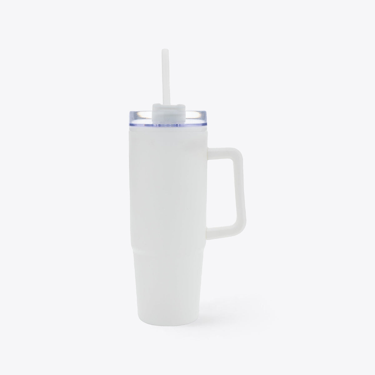 Mug 750 ml en plastique recyclé blanc, profil avec poignée à droite