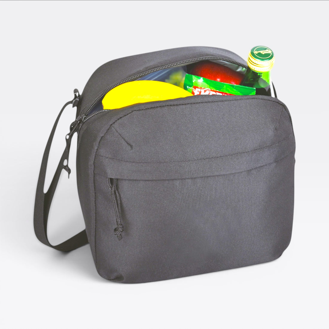 Sac isotherme Renew noir ouvert avec aliments et boisson