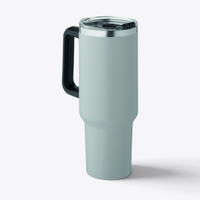 Gobelet gris de 1,2 litre, avec poignée et couvercle, sans la paille