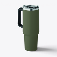 Gobelet vert foncé de 1,2 litre, avec poignée et couvercle, sans la paille