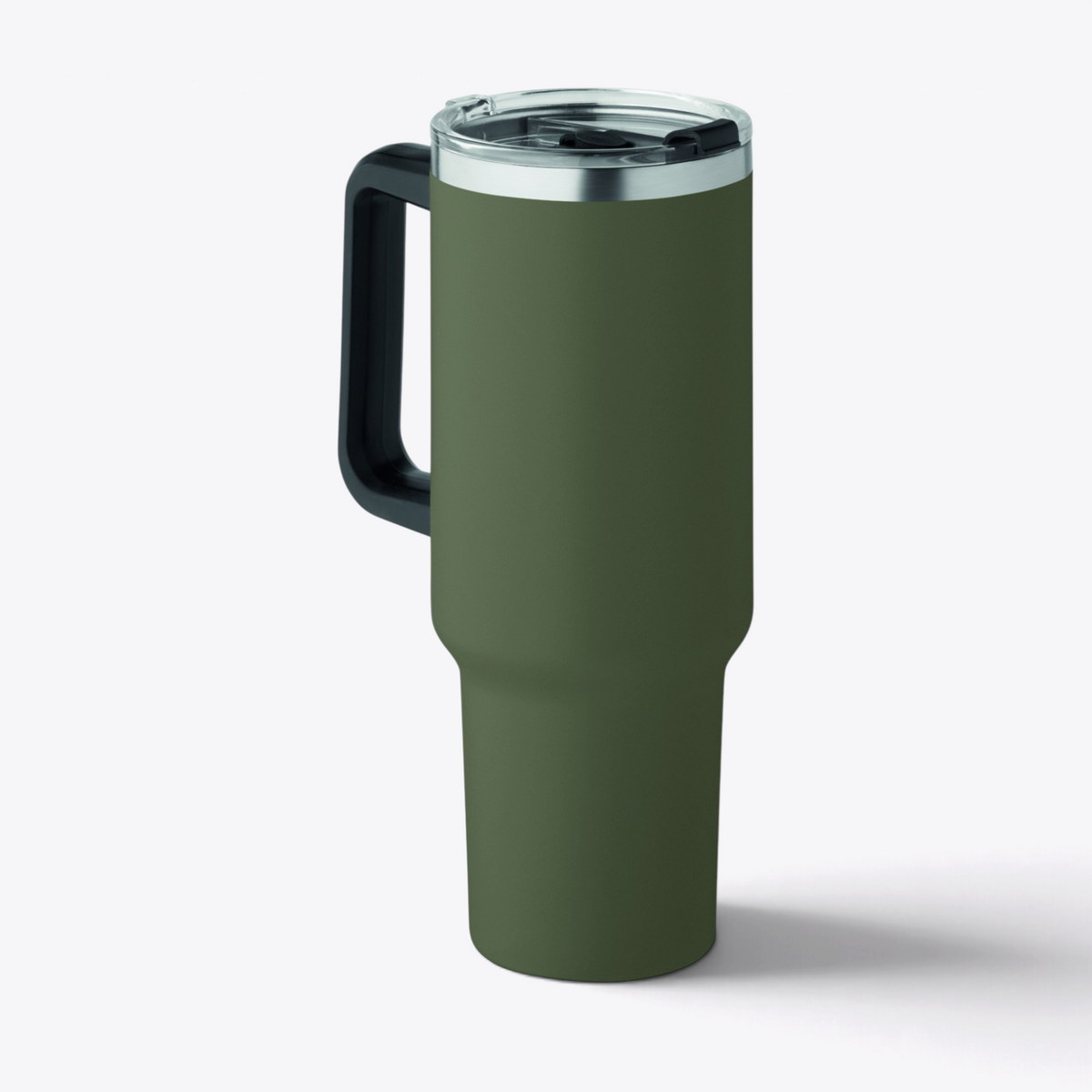 Gobelet vert foncé de 1,2 litre, avec poignée et couvercle, sans la paille
