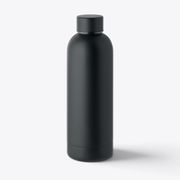 Bouteille isotherme recyclée 500 ml noir, vue de face