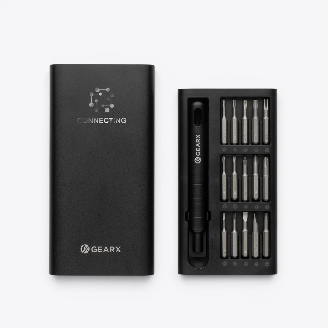 Gear X black screwdriver box open, example of personalisation
