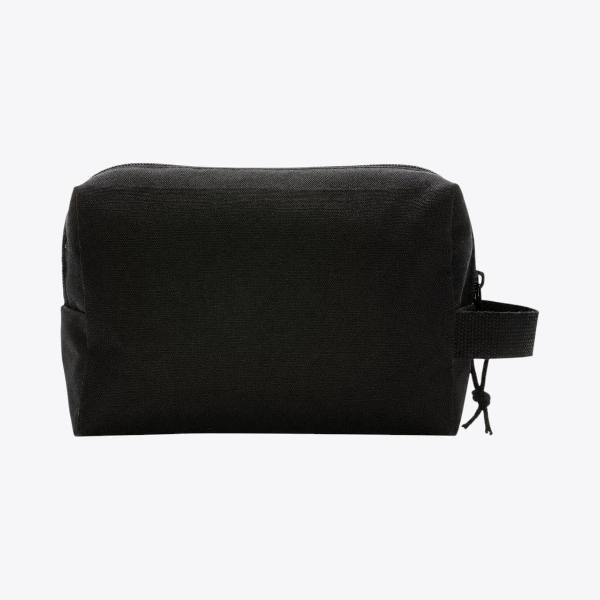 Trousse de toilette noire rectangulaire avec poignée latérale, vue arrière