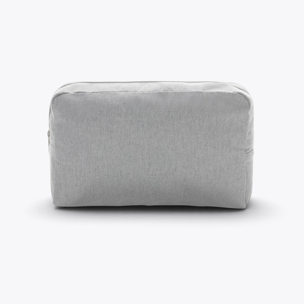 Trousse de toilette en toile recyclée non teintée Aware™ gris, aperçu de personnalisation du dos