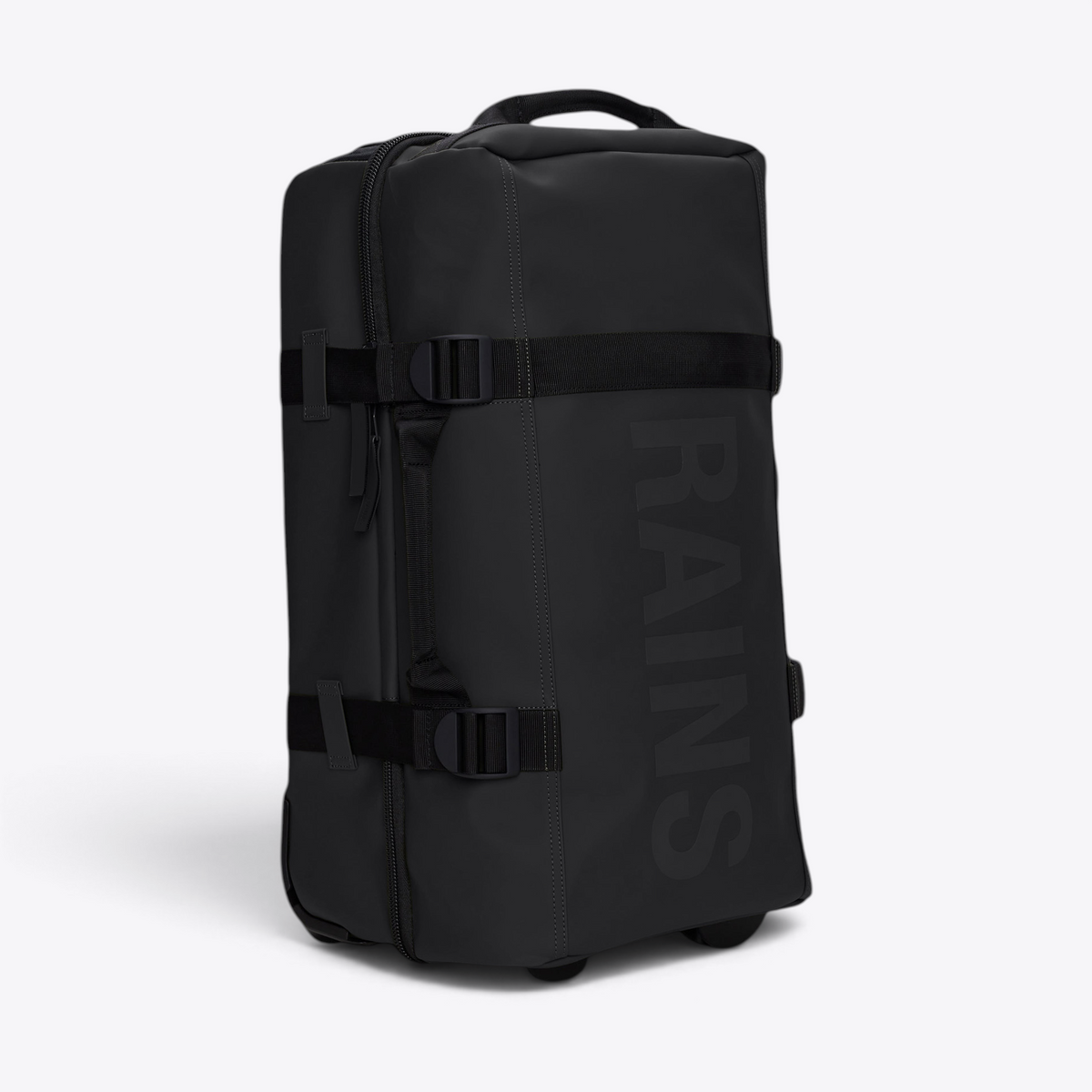 Valise cabine Texel Cabin Bag RAINS noire — vue de trois quarts